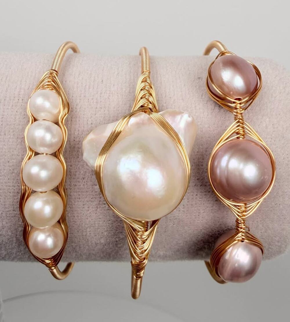 RARE! One of a Kind Genuine Freshwater King Baroque Edison Pearl Bangles